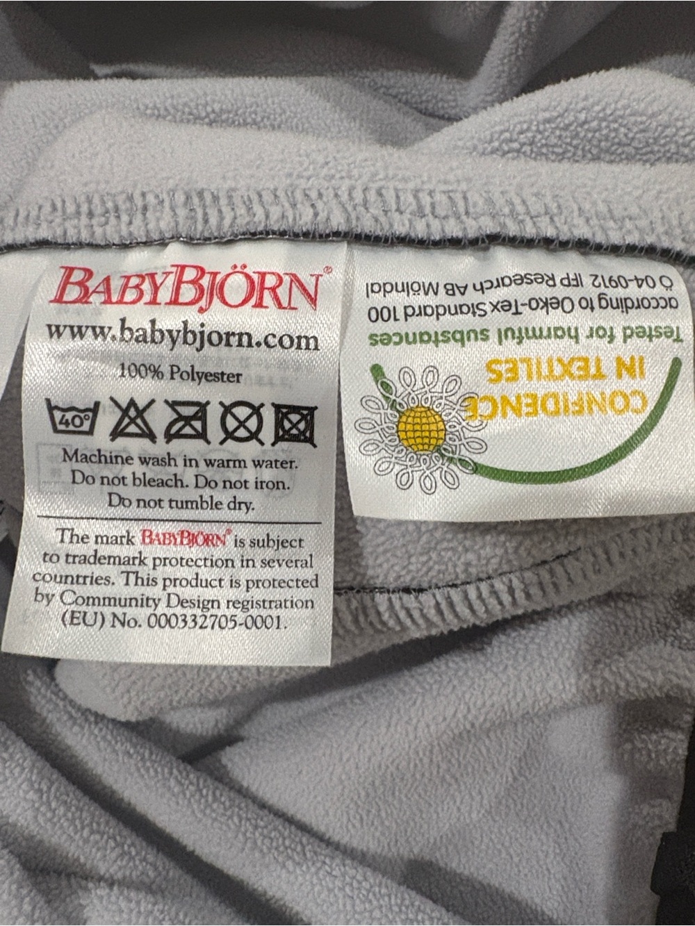 BabyBjorn Black Infant Carrier Cover with Hood - Picture 5 of 6